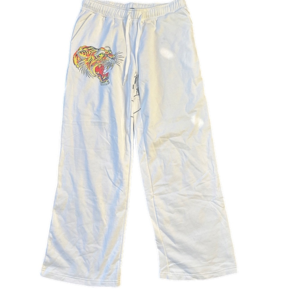 Ed Hardy White Sweatpants with Tiger Design
